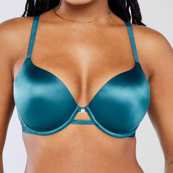 Savage x Fenty Core Microfiber Tee Shirt Bra In Blue / Teal color size 32A - Picture 7 of 14